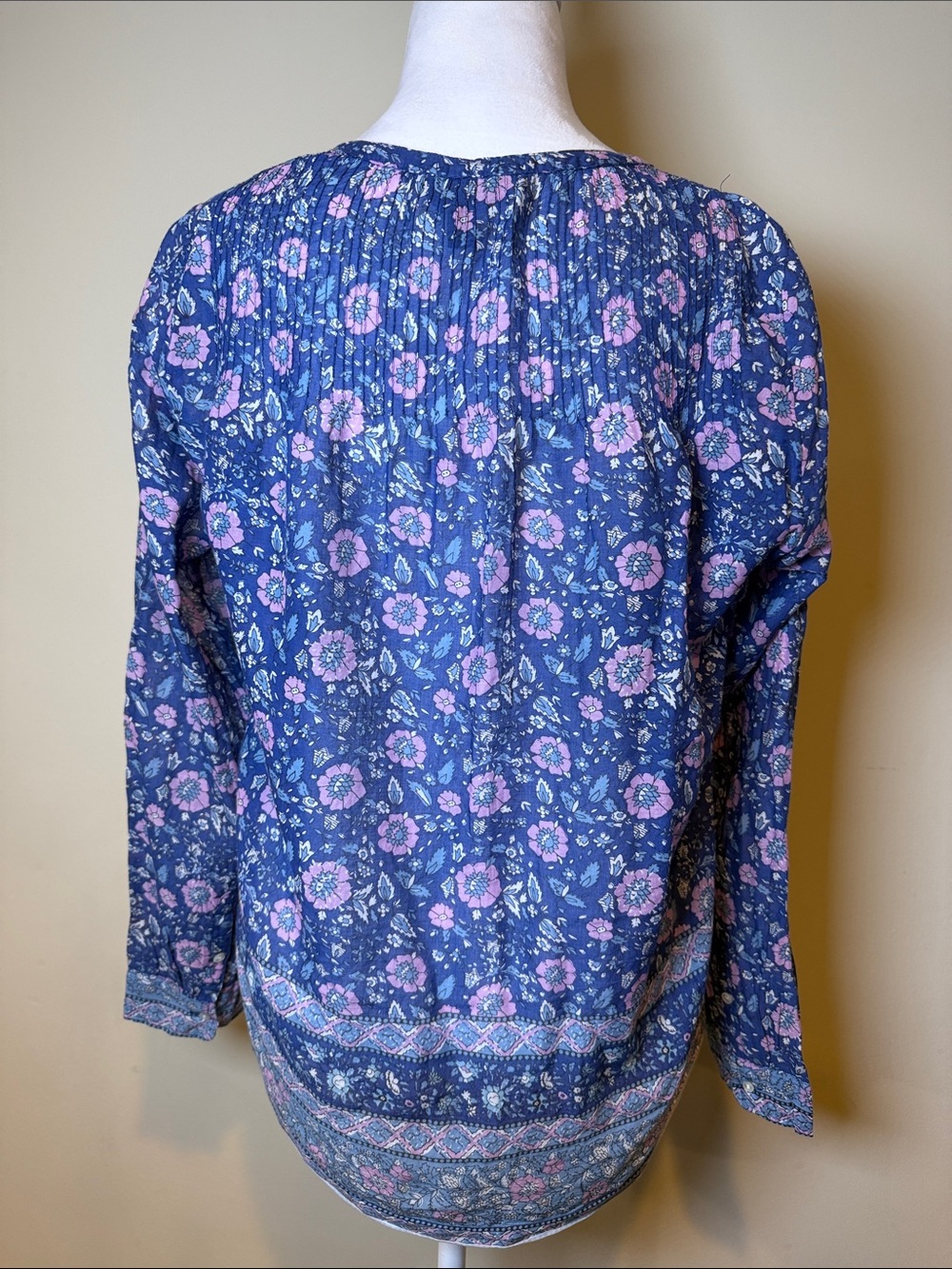 JCREW 100% Cotton Voile popover in floral block print Blue Small - Picture 9 of 14